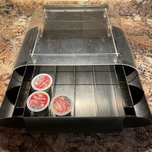 24 K Cup Tray Organizer with Creamer/Sugar Packet Storage On Sides